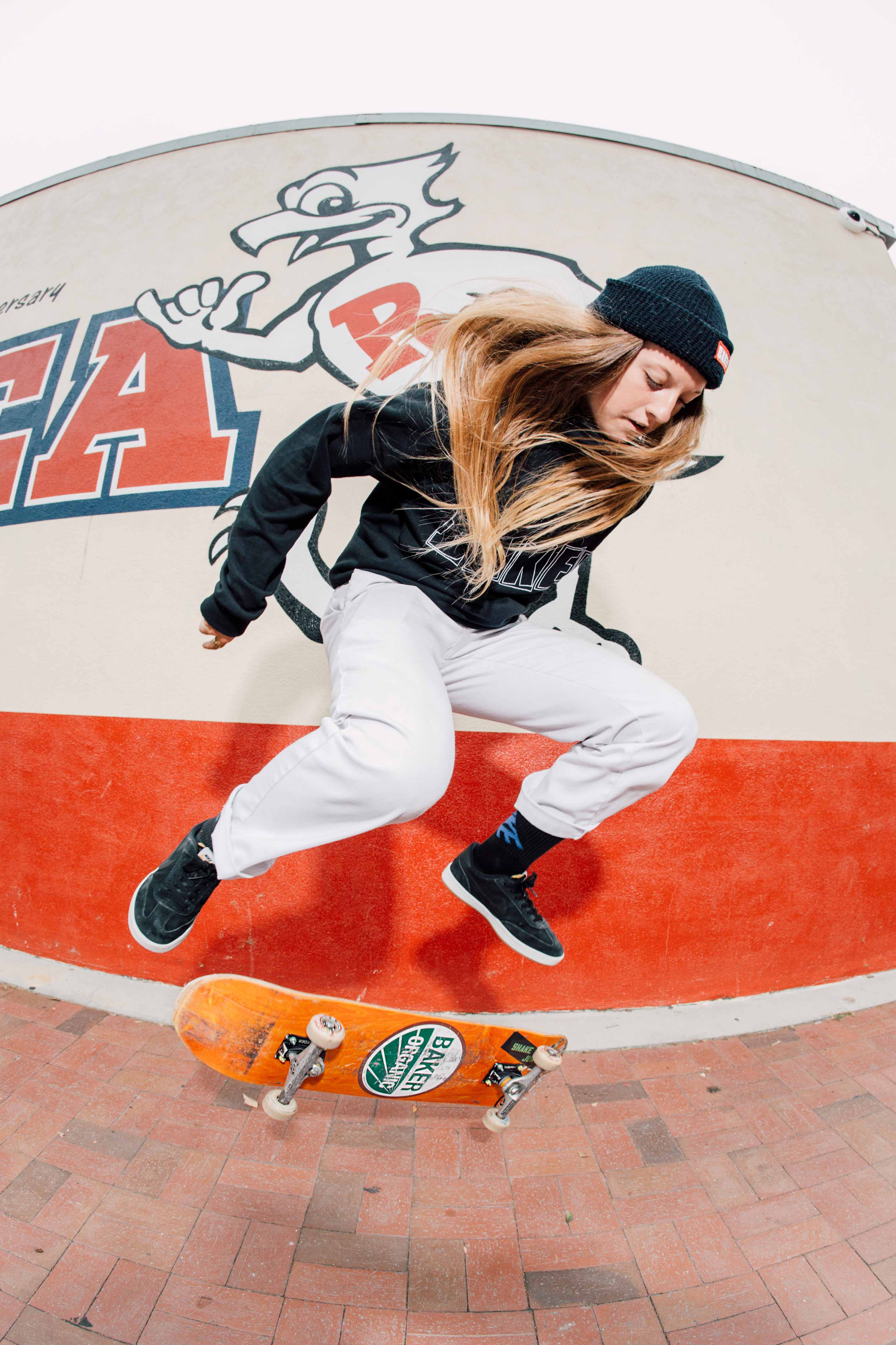 Hannah Tallman, nollie flip. Manhattan Beach CA 2017. Zorah Olivia