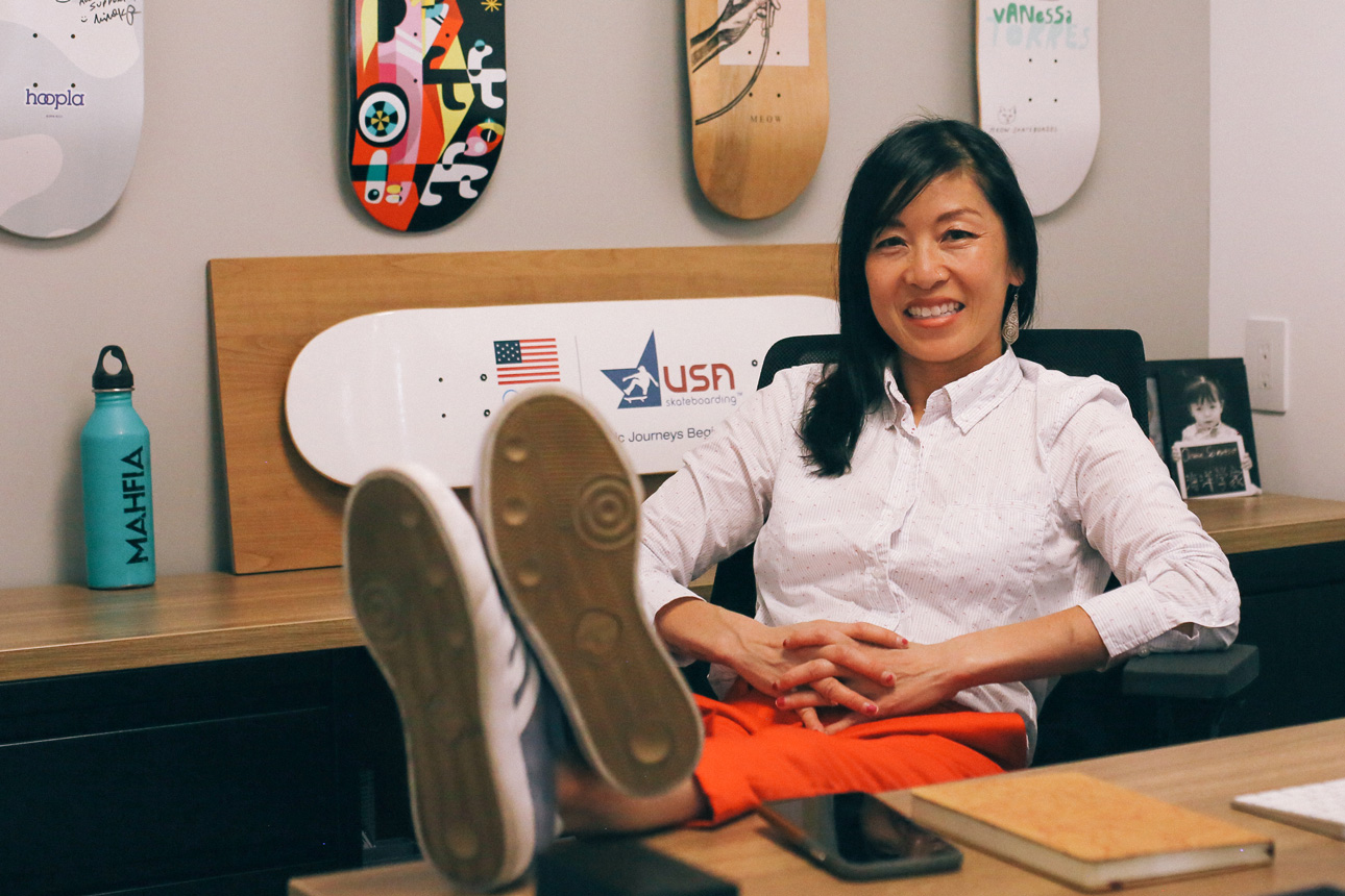 Yulin kicks back at her desk at Wasserman's LA office.