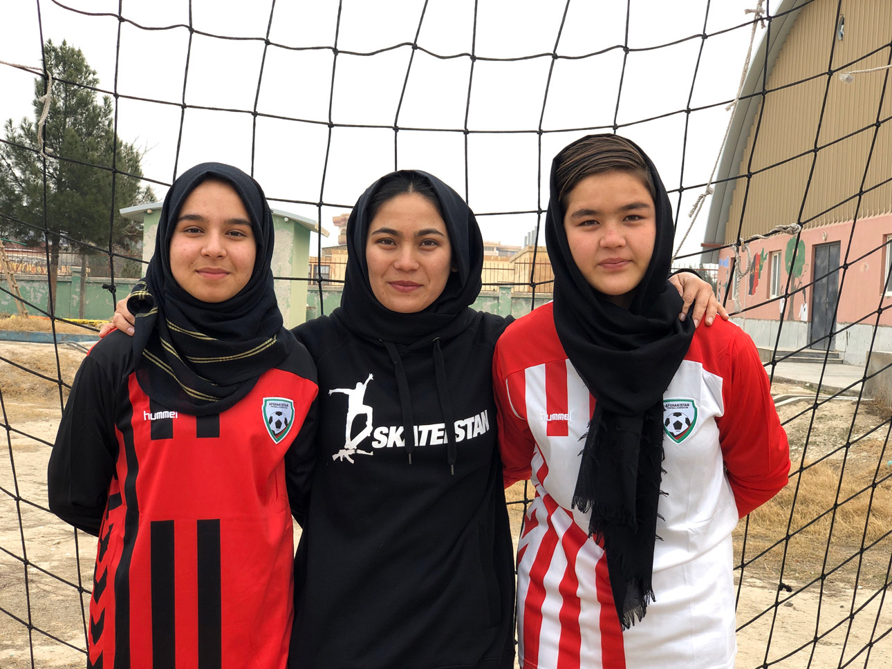 Sara (right) with her educator and source of inspiration, Mubaraka (center). Photo courtesy of Skateistan.