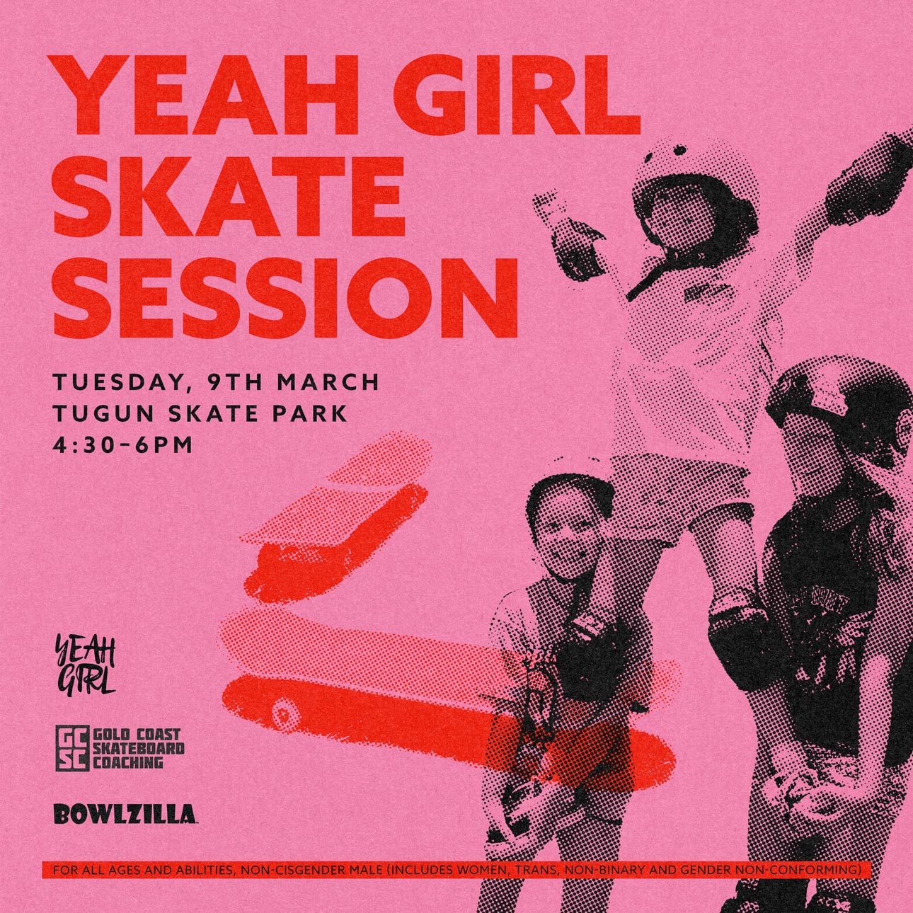 Yeah Girl x Gold Coast Skateboard Coaching skate session at BOWLZILLA Gold Coast 2021