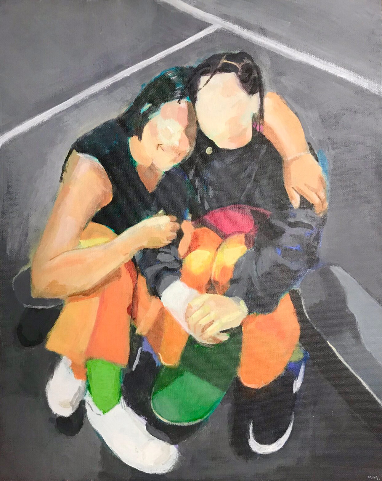 One of Kimi Katiti's paintings inspired by the friends she skates with.