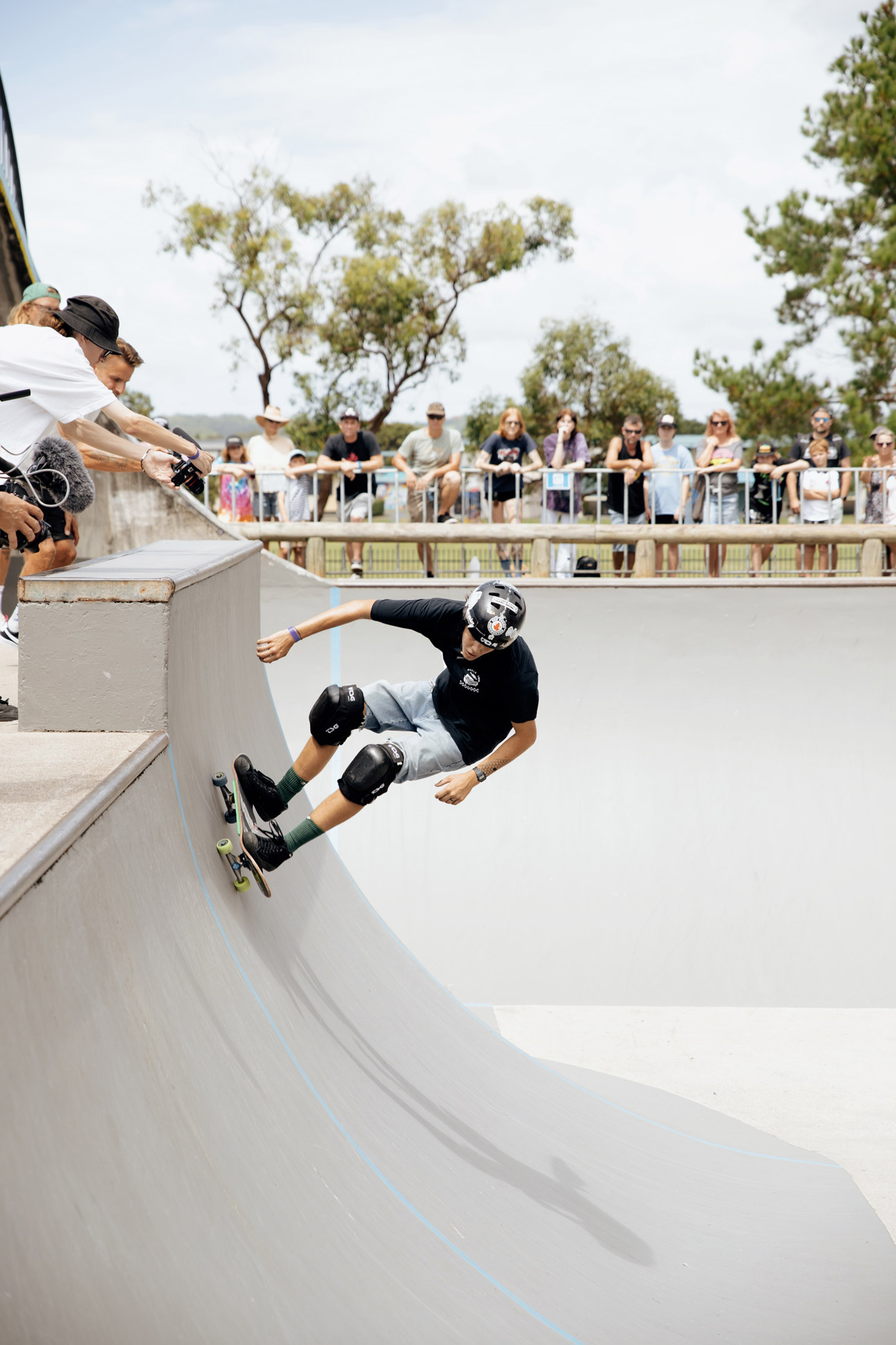 Tora passed the mic and picked up her board for the Yeah Girl Womxn's division. Photo: Kiowa Sioux