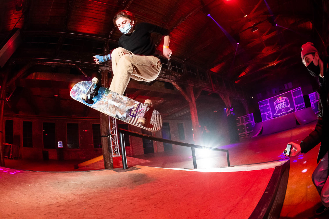 Skateboarder Mariah Davenport with an impossible up the bank