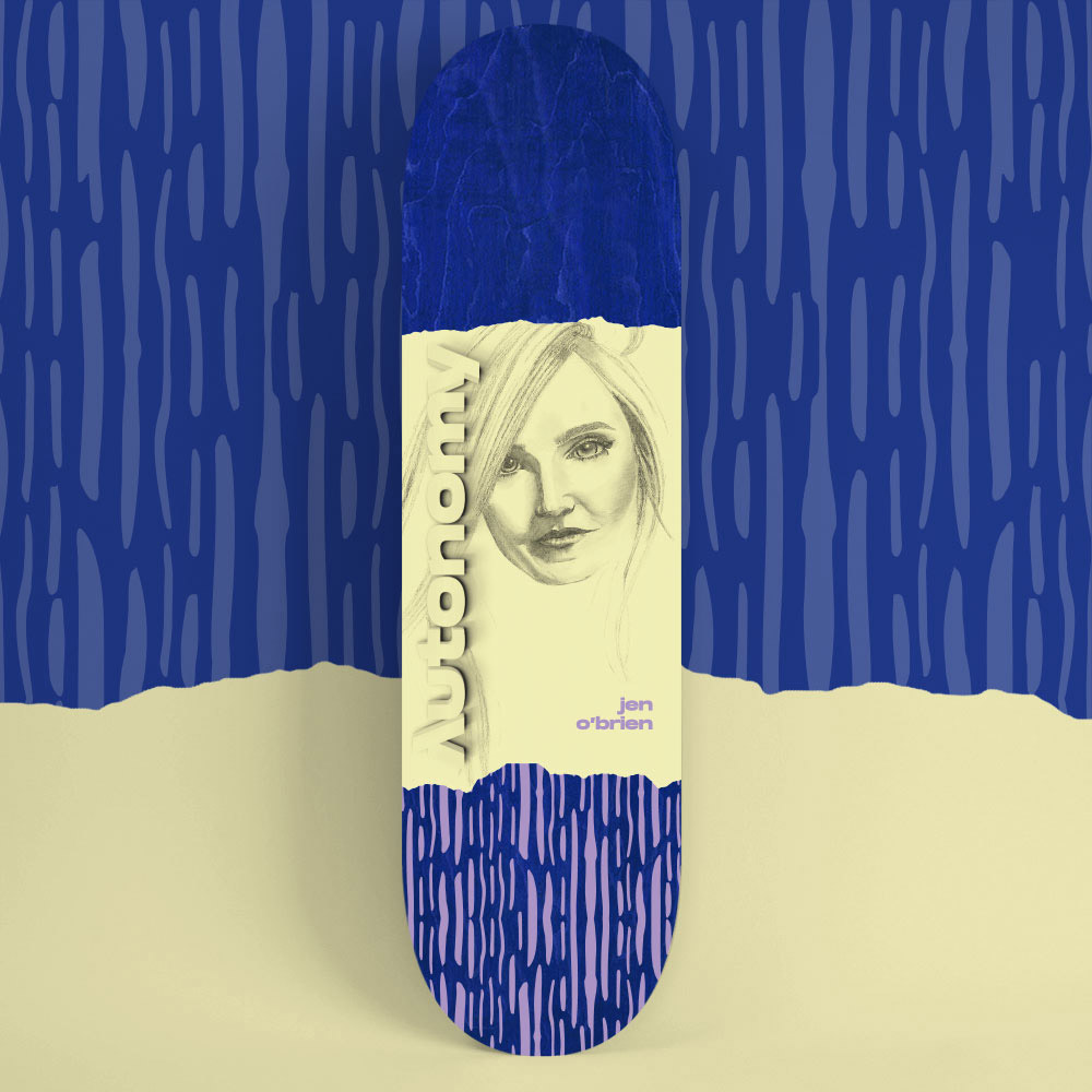 Autonomy Skateboards Jen O'Brien pro model with art by Lotus Burnquist