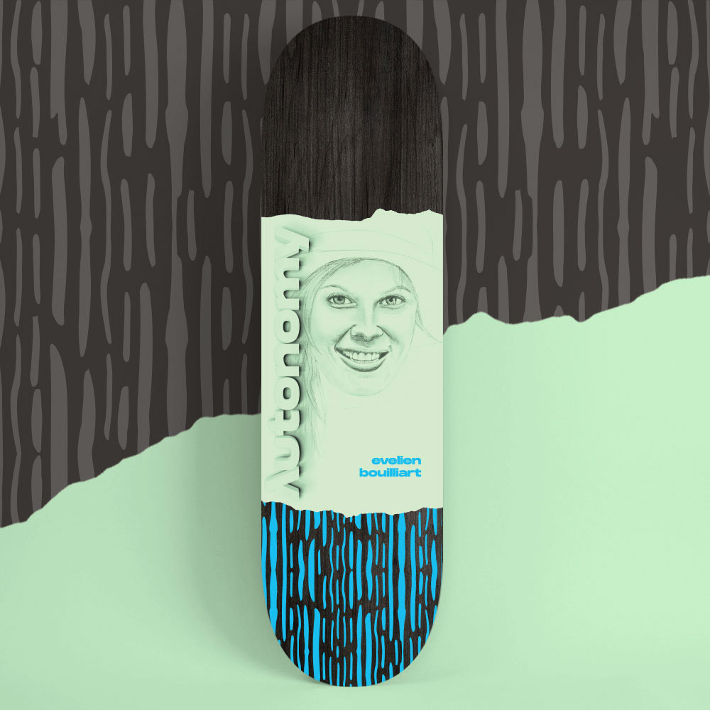 Autonomy Skateboards Evelien Bouilliart pro model with art by Lotus Burnquist